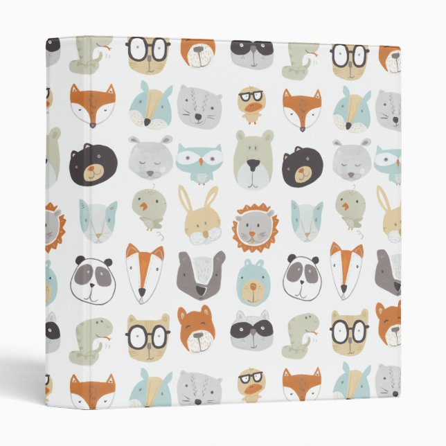 Friendly Faces | Cute Animal Portraits 3 Ring Binder (Front/Spine)