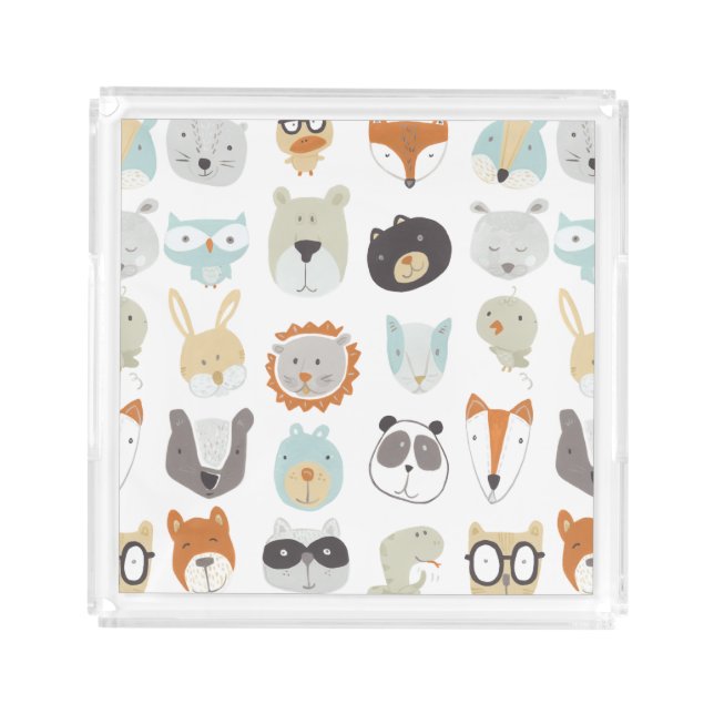 Friendly Faces | Cute Animal Portraits Acrylic Tray (Front)
