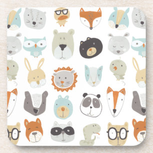 Friendly Faces Cute Animal Portraits Beverage Coaster