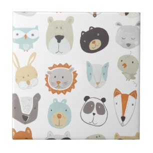 Friendly Faces   Cute Animal Portraits Ceramic Tile