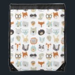 Friendly Faces | Cute Animal Portraits Drawstring Bag<br><div class="desc">This watercolor print features cute animal faces | By June Erica Vess</div>