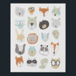 Friendly Faces | Cute Animal Portraits Faux Canvas Print<br><div class="desc">This watercolor print features cute animal faces | By June Erica Vess</div>