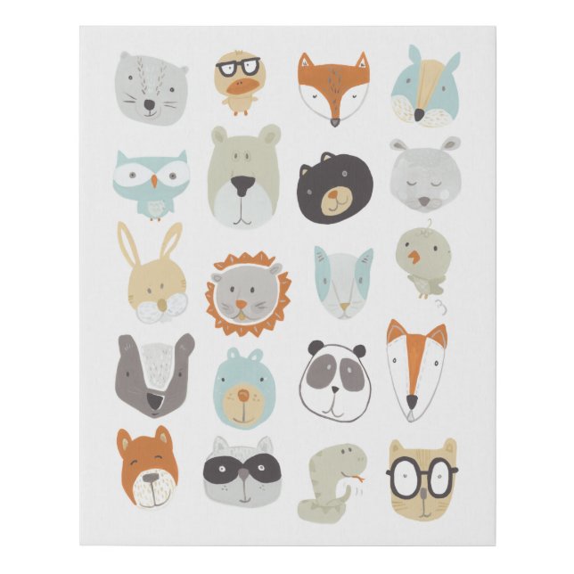 Friendly Faces | Cute Animal Portraits Faux Canvas Print (Front)