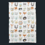 Friendly Faces | Cute Animal Portraits Kitchen Towel<br><div class="desc">This watercolor print features cute animal faces | By June Erica Vess</div>