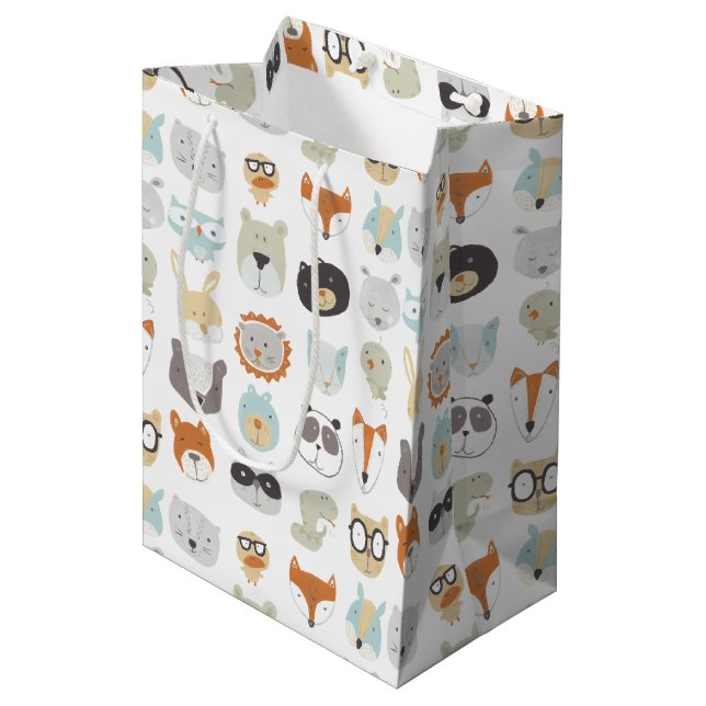 Friendly Faces | Cute Animal Portraits Medium Gift Bag (Front Angled)