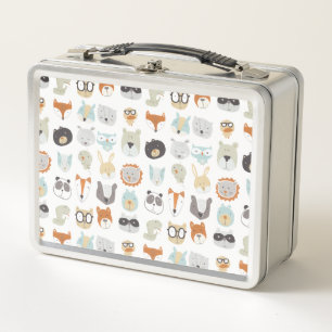 Friendly Faces   Cute Animal Portraits Metal Lunch Box