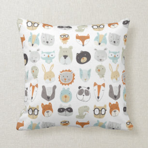 Friendly Faces Cute Animal Portraits Throw Pillow