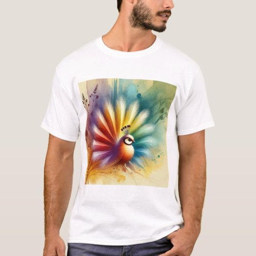 Friendly Fan Bird 270624AREF112 _ Watercolor T_Shirt