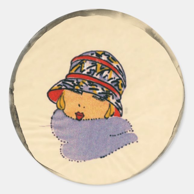 Friendly Flapper Fashion Classic Round Sticker (Front)