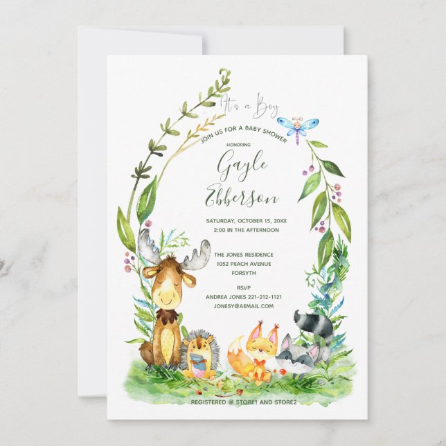 Friendly Forest Baby Shower Invitation (Front)