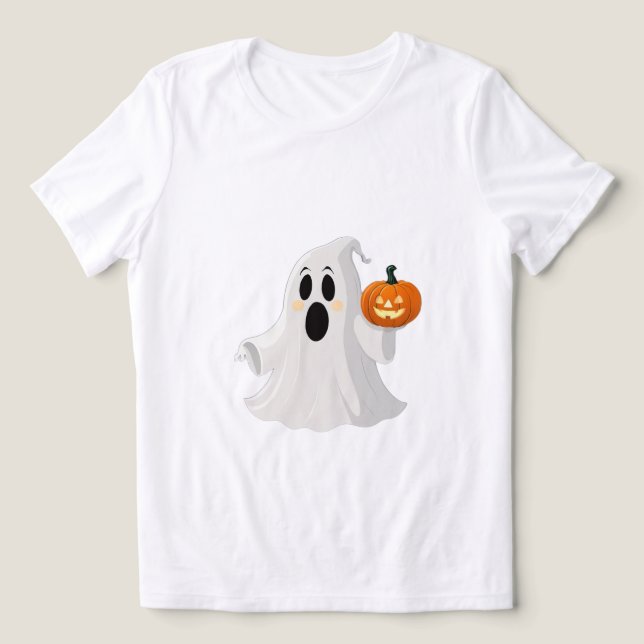 "Friendly Frights: Ghost & Pumpkin Duo" Tri-Blend Shirt (Design Front)