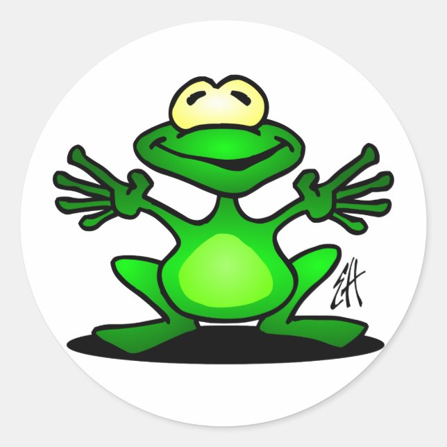 Friendly Frog Classic Round Sticker (Front)