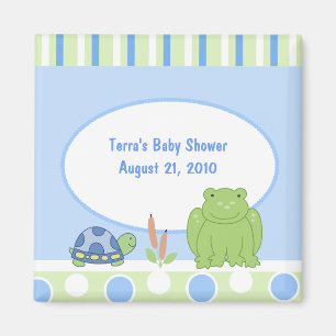 Friendly Frog & Turtle Baby Shower Favor Magnet