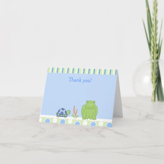 Friendly Frog & Turtle Folded Thank you note Card (Front)
