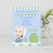 Friendly Frog &amp; Turtle Photo Birthday Invitation | Zazzle