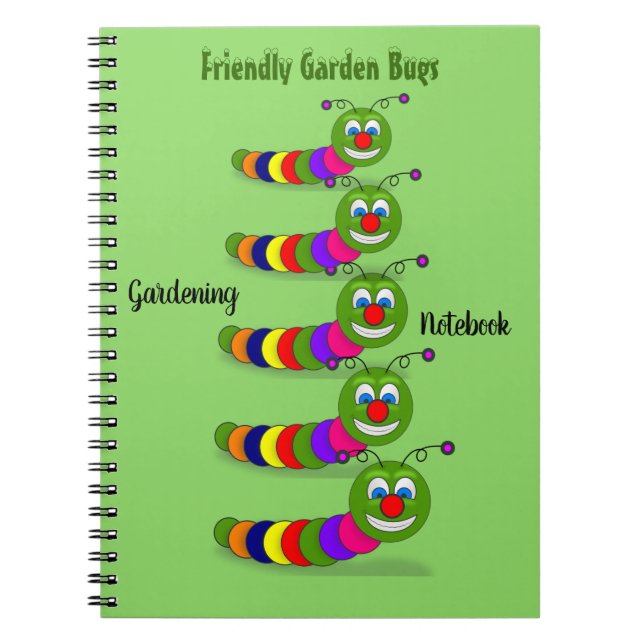 Friendly Garden Bug Ladder Green Organic Gardening Notebook (Front)