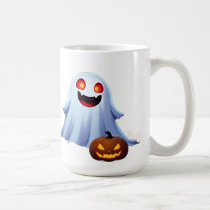 Friendly Ghost Among Jack O Lanterns Halloween Fun Coffee Mug