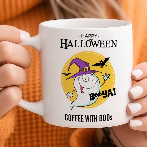 Friendly Ghost Coffee with Boos Halloween Coffee Mug
