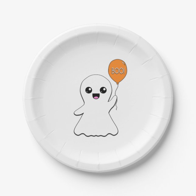 Friendly Ghost Greetings Paper Plates (Front)