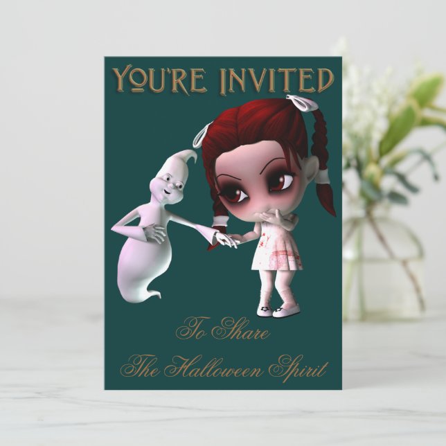 Friendly Ghost Halloween Party Invitation (Standing Front)