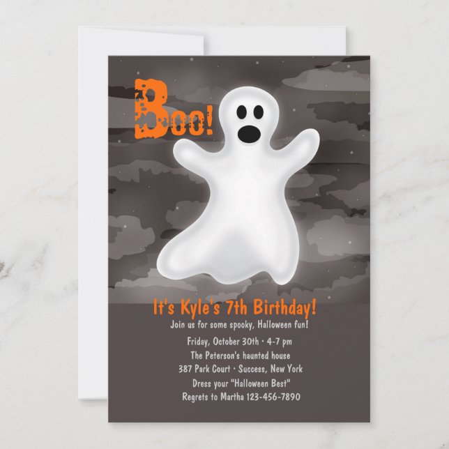 Friendly Ghost Halloween Party Invitation (Front)