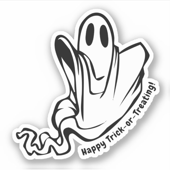 Friendly Ghost Halloween Sticker (Front)