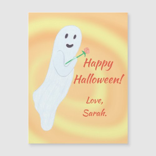 Friendly ghost Happy Halloween magnetic card