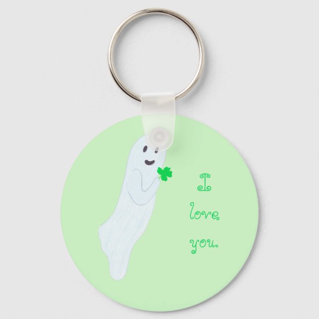 Friendly ghost, I love you, shamrock keychain (Front)