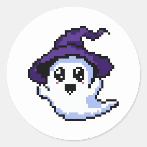 Friendly Ghost Pixel Art Classic Round Sticker