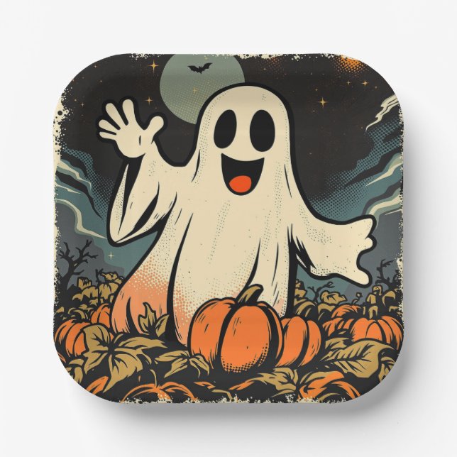 "Friendly Ghost" Replica Circa 1950's Paper Plates (Front)