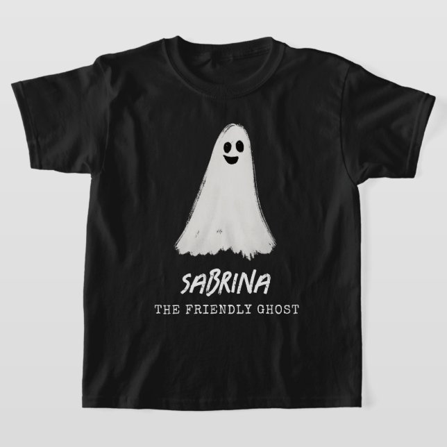 Friendly Ghost Spooky Halloween Kids T-Shirt (Laydown)