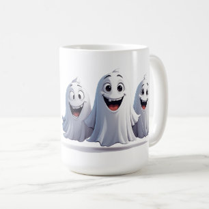 Friendly Ghost Trio Sharing Halloween Fun Tonight Coffee Mug