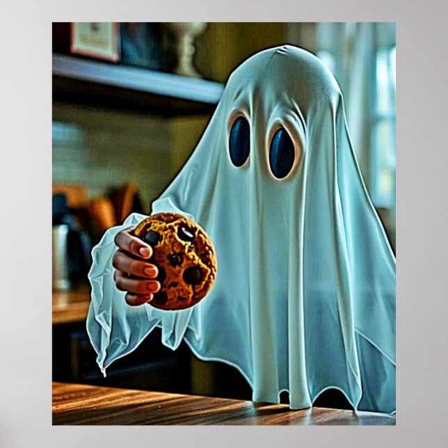 Friendly Ghost With Cookie Poster (Front)