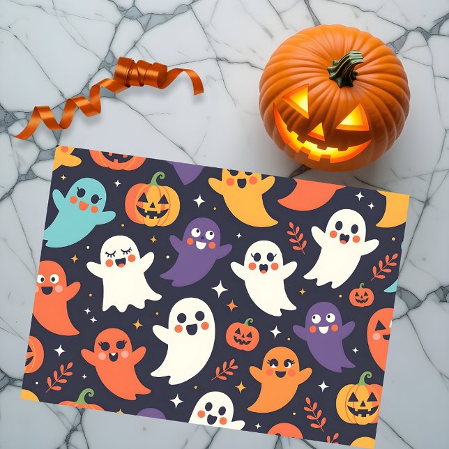 Friendly Ghosts and Pumpkins Halloween Pattern Tissue Paper (Creator Uploaded)