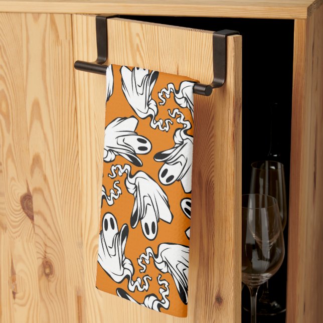 Friendly Ghosts Halloween Kitchen Towel (Thirds Fold)