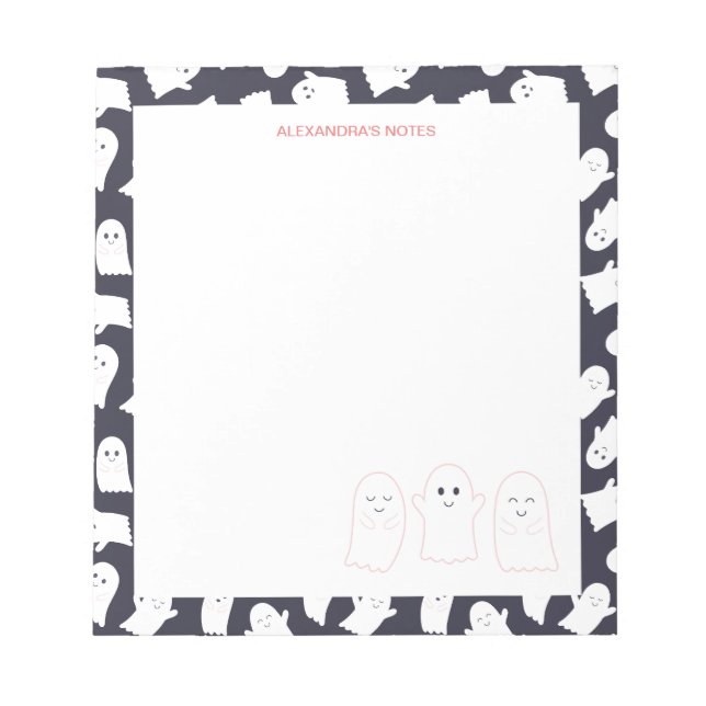 Friendly Ghosts Halloween Pattern Notepad (Front)
