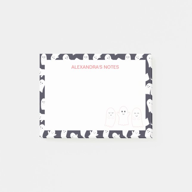 Friendly Ghosts Halloween Pattern Post-it Notes (Front)