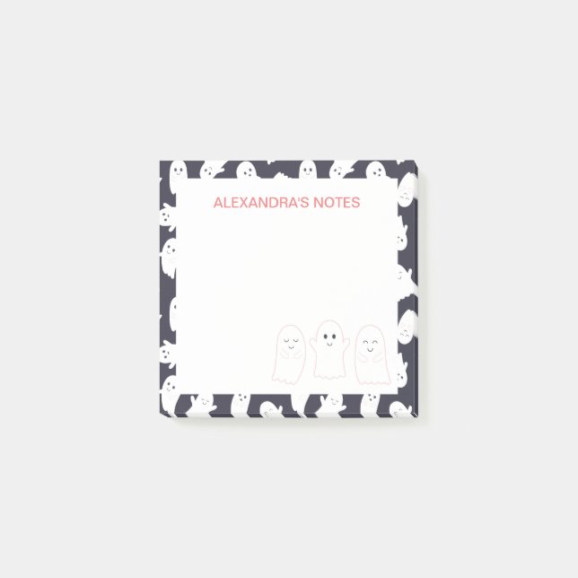 Friendly Ghosts Halloween Pattern Post-it Notes (Front)