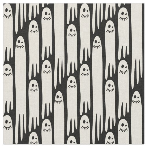 Friendly Ghosts on Cream and black– Halloween Fabric