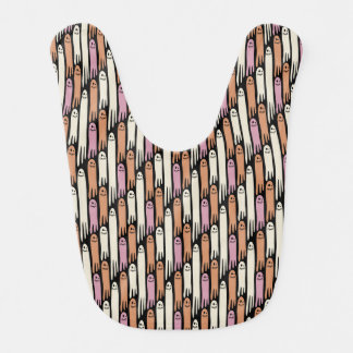 Friendly Ghosts on Cream and Pink – Halloween Patt Baby Bib