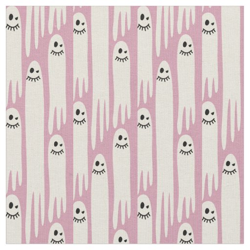 Friendly Ghosts on Cream and Pink – Halloween Patt Fabric