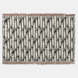 Friendly Ghosts on Cream and Pink – Halloween Patt Throw Blanket
