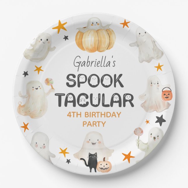 Friendly Ghosts Spooktacular Kids Birthday Party Paper Plates (Front)