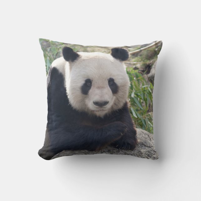 Friendly Giant Panda Throw Pillow (Front)