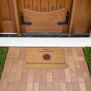 Friendly go away fiber doormat