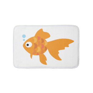 Friendly Gold Fish Illustration Bath Mat