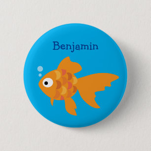 Friendly Gold Fish Illustration Button
