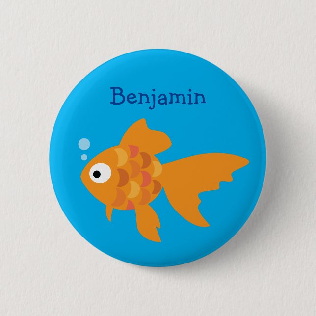 Friendly Gold Fish Illustration Button (Front)