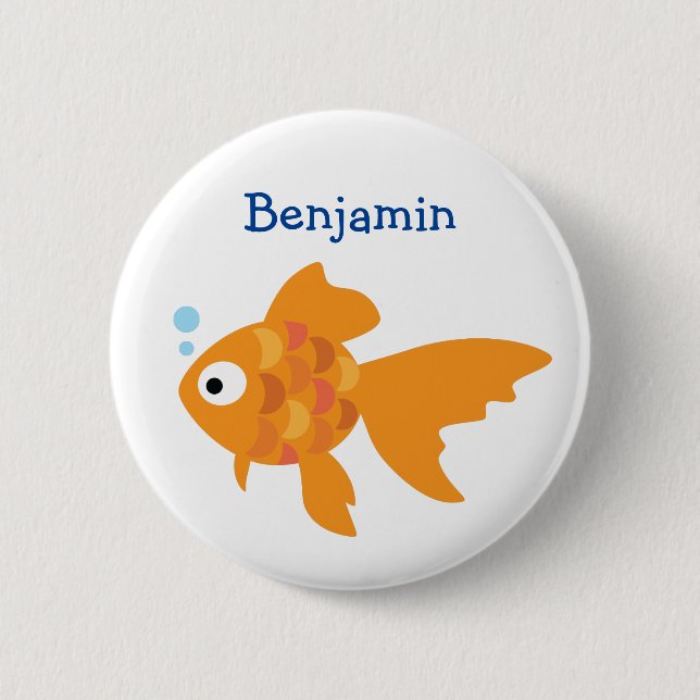 Friendly Gold Fish Illustration Button (Front)