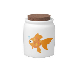 Friendly Gold Fish Illustration Candy Jar